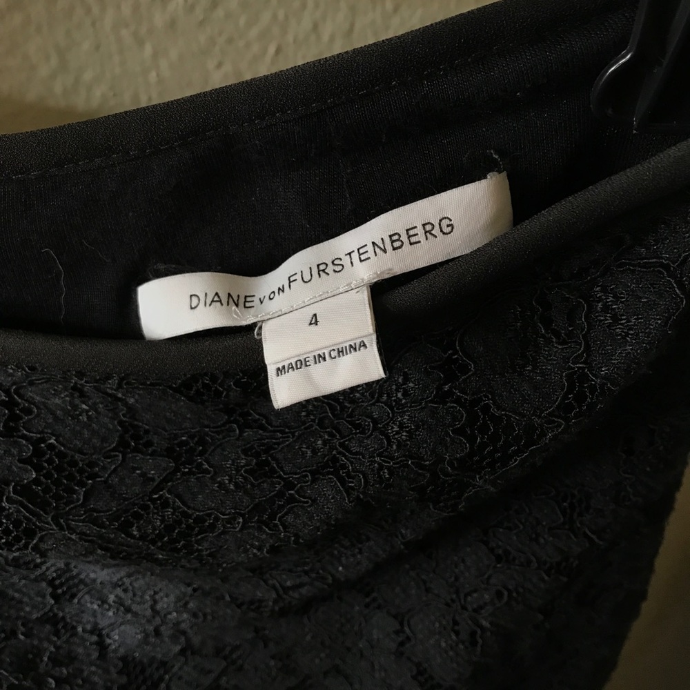 Diane Von Furstenberg Black Lace Pencil Skirt